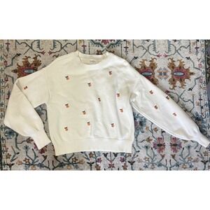 🍊Jessica Simpson Women's Sweater White With Oranges Design Size Xsmall